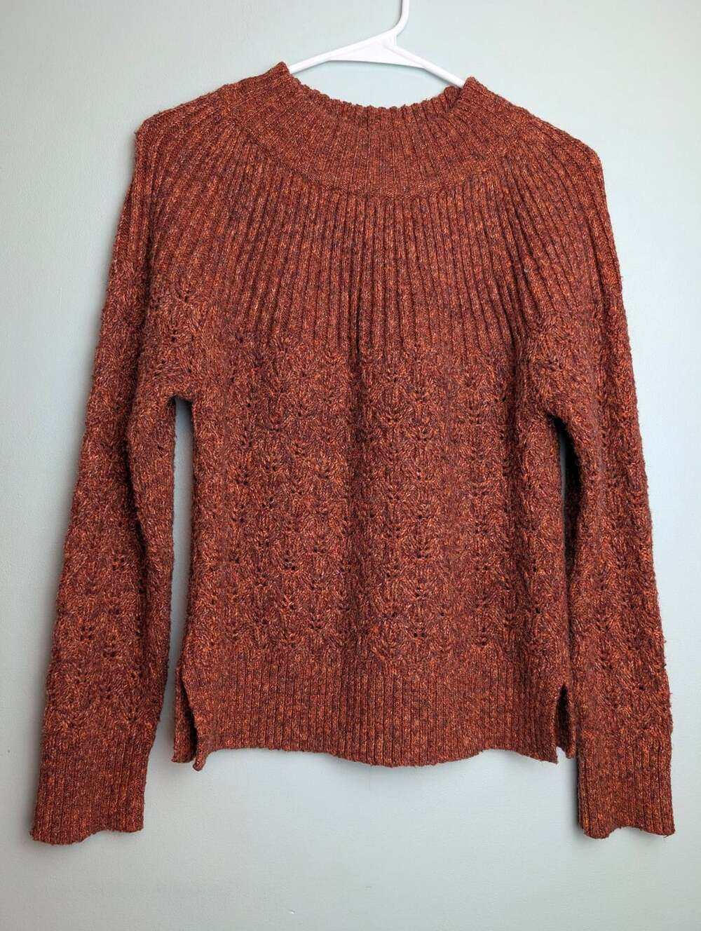 ​Darkacademia Cozycore Lush Knit Sweater Rust Pullover Mock Neck